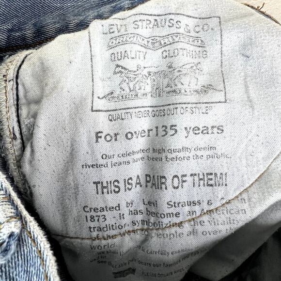 Levi's Custom Light Wash Denim Jeans with Crochet Pant Legs Blue Yellow 30 - Picture 5 of 5